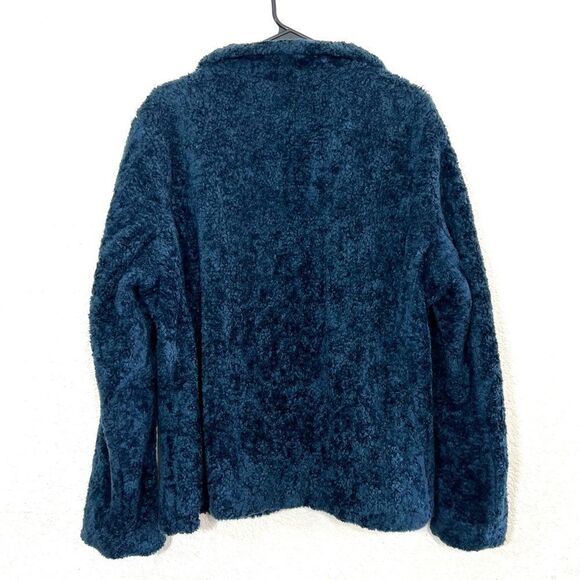 PENDLETON Coat Navy Blue Full Zip Teddy Jacket Wool Plaid Flannel Accents XL - Picture 3 of 15